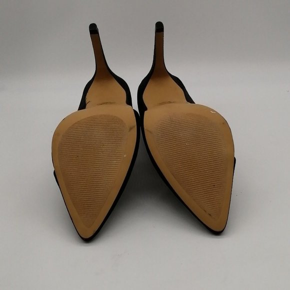 Express Womens Slip On High Heels Black Flocked Stripe Pointed Toe Stiletto 10 - Picture 4 of 9